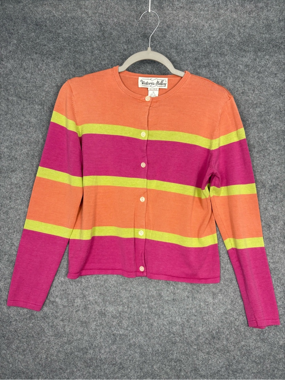 Victoria Holley Silk Blend Striped Cardigan Size 10